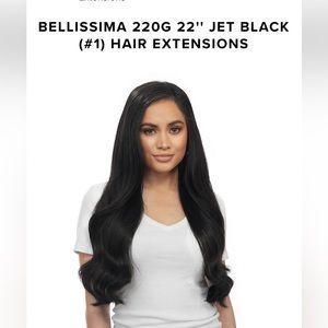 BELLAMI 22 INCH JET BLACK HAIR EXTENSIONS and free pony tail extension included